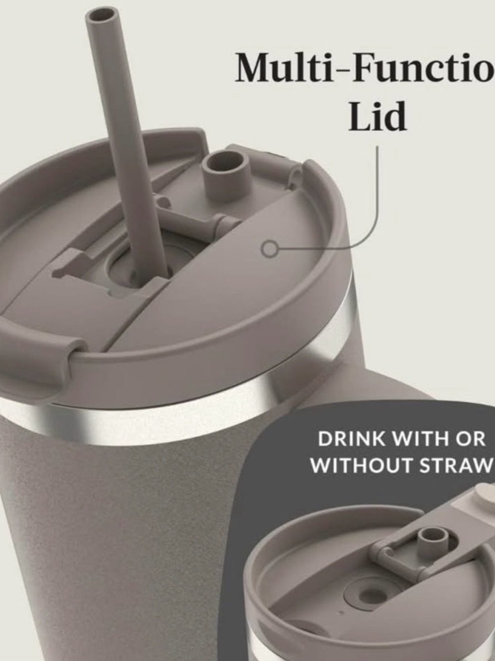 Brand new - Contigo Taupe Insulated Tumbler with Multi-Function Lid
